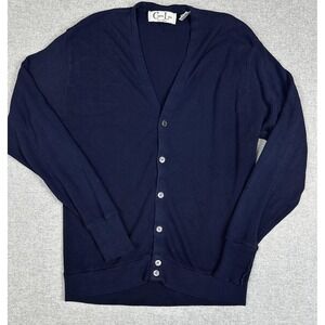 Vintage Cypress Links Sweater Mens XL Navy V Neck Cardigan Golf Acrylic Made USA